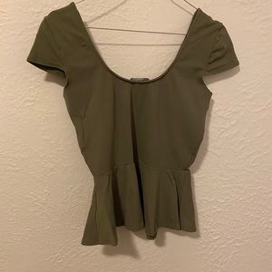 bebe Olive Green Peplum Blouse